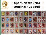 40 LEGENDS/ROOKIES - 02 KITS Bronze e Bordô - 40 FIGURINHAS BRONZE E BORDÔ EXTRA LEGEND/ROOKIE PANINI 2022 - Figurinhas Originais - Não deixe de ter TODAS as Figurinhas BRONZE E BORDÔ DO ÁLBUM DA COPA DO MUNDO QATAR 2022 - PANINI - Valor de mercado acima de R$ 1.200.00 * AS FIGURINHAS SÃO 1 EXTRA LEGEND BRONZE E BASE DOS SEGUINTES Jogadores: Almoez Ali (Qatar), Christian Eriksen (Dinamarca, )Cristiano Ronaldo (Portugal), Guillermo Ochoa (México), Heung Min Son (Coréia do Sul), Kevin de Bruyne (Bélgica), Kylian Mbappé (França), Lionel Messi (Argentina), Luís Suarez (Uruguai), Luka Modric (Croácia), Neymar Jr (Brasil), Raphaël Varane (França), Robert Lewandowski (Polônia), E Sadio Mané (Senegal),  + 1 EXTRA ROOKIE BRONZE E BASE DOS SEGUINTES Jogadores:Alphonso Davies (Canadá), Dusan Vlahovic (Sérvia), Gavi (Espanha), Giovanni Reyna (EUA), Jude Bellingham (Inglaterra) E Ryan Gravenberch (Holanda). Este Kit é Comercializado hoje a R$ 900.00 no melhor preço de Mercado