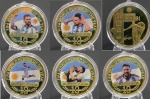 Kit com 5 Moedas  LIONEL MESSI V1 - Douradas com Imagem colorida Alusiva a Momentos na Seleção Brasileira e Clubes -  Tamanho 38mm, Peso 28gr - Todas Flor de cunho na Capsula - Raridade