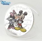 Colecionáveis - Disney Mickey & Minnie - Moeda Comemorativa em Capsula - Flor de Cunho - Peso 30g, Diametro 40mm, Material: Liga de prata banhada