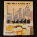 Kitchen KNIFE - Conjunto contendo 6 peças. PROFISSIONAL. Faca de aparar, queijo, bolo, fruta e pizza. Sem marcas de uso, acompanha caixa ORIGINAL. Med 25cm maior.