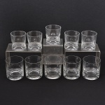 Lote contendo 5  largos copos para Whisky em Demi cristal translucido, linhas retas e lisas. 5 copos para Whisky em Demi cristal translucido, base sinuosa. Total 10 pçs. Med 9,5 x 9 / 9 x 8 cm