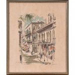 Aquarela - "Royal Street Vieux Carré" - assinatura não identificada. (CM 37X45) (SM 25X32)