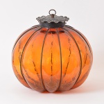 Luminous Pumpkin - antigo globo para luminária em vidro soprado e metal em tons de ambar. (33x34)