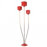 Delirante e raríssima luminaria Mid-Century Modern para 3 luzes. Apresenta base circular escalonada em tonalidade vermelho Carmin, hastes em metal dourado e polido, bobeches em metal escalonado e vazado em tonalidade vermelho Carmin. Acompanham 3 cupulas portuguesas, adaptadas,  em plastico rígido - Artevast - (177X25) - (Cupulas 13,5x13,5 / 16,5x16,5)   -   Nota.: O estilo Mid-Century foi marcado por um design mais minimalista, com linhas fluídas e orgânicas que valorizavam o espaço útil de acordo com a necessidade de seus usuários. As residências passaram a ser espaçosas, com telhados horizontais, salas amplas do tipo loft, painéis de vidros passaram a substituir paredes inteiras e os quintais e varadas passaram a integrar a vida social da família. As casas passaram a ter grandes áreas de lazer com espaço para piscinas particulares.