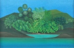 João Henrique Curcio Allemand, dito João Henrique (1935). PAISAGEM. 1975. Acrílica sobre eucatex. 40 x 60 cm (mi); 66 x 86 cm (me). Assinado e datado no cid e no verso. Moldura Artefact.