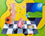 Teixeira Leite (1965). MESA DE MÚSICO 55. 2023. Óleo sobre tela. 80 x 100 cm. Não possui moldura.