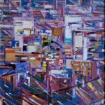 Benjamin Silva (1927-2019). CIDADE VIOLETA II. 1985?. 35 x 35 cm (mi). 37 x 37 cm (me). Assinado no cie. Numerado no cid. Assinado, titulado e datado no verso. Em perfeito estado de conservação.