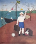 Marilia Paiva. 1985. ADEUS DO MARINHEIRO. Óleo sobre tela. 46 x 38 cm (mi); 68 x 60 cm (me). Assinado no cie. Assinado e datado no verso.