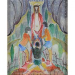 <b>GUIGNARD, ALBERTO DA VEIGA></b><br>(1896-1962)<br>Cristo na Coluna<br>Óleo s/ tela<br>Ass. e datado 58, cid e verso<br>41 x 33 cm