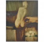 <b>BIANCO, ENRICO</b><br>(1918-2013)<br>Nu Feminino<br>Óleo s/ chapa industrializada<br>Ass. e datado 1975, cid<br>45 x 33 cm