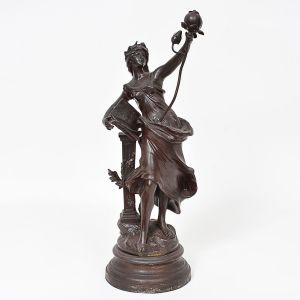 <B>AUGUSTE MOREAU</B>  La Science - Escultura em "petit bronze" patinada. Assinada na base. Alt. 52 cm