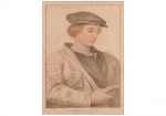 <b>HANS HOLBEIN THE YOUNGER</b><br>(1497-1543)<br>John More<br>Gravura s/ metal<br>Estudo para retrato de Sir Thomas More e sua família, que foi destruído por um incêndio no séc. XVIII.<br>38 x 28 cm