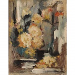 <b>CARLOTA DOS SANTOS</B><br>(1913-2000)<br>Composição<br>Óleo s/ tela<br>Ass., situado e datado Rio 962, cie<br>58 x 45 cm