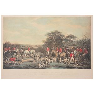 <b>FRANCIS GRANT</b><br>(1803-1878)<br>Sir Richard Sutton and the Quorn Hounds<br>Gravura por Frederich Bromley<br>59 x 82 cm