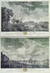 <b>CARLE VERNET </b><br>(1758-1836) <br>Escola Francesa<br>Par de gravuras representando "Ville et Port de Bordeaux" e "Ville et Port de Bayonne", segundo pinturas do artista, datadas de 1764. <br>Med. 50 x 69 cm