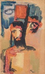 <b>LESKOSCHECK, AXL</b><br>(1889-1976)<br>Imagem de Cristo<br>Aquarela s/ papel <br>Ass. e datado 47, cid<br>28 x 17,5 cm