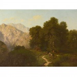 <b>ERNESTO ALLASON</b><br>(1822-1868)<br>Escola Italiana<br>Paisagem de Montanha<br>Óleo s/ tela<br>Ass. cie<br>70 x 92 cm