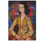 <b>DI CAVALCANTI, EMILIANO</b><br>(1897-1976)<br>Figura Feminina<br>Óleo s/ tela <br>Ass. e datado 1971, cid<br>91 x 64 cm