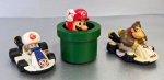 Lote com três figuras do Mario, Nintendo, 2014, McDonalds. Altura do Mario: 6.5 cm, Comprimento dos automóveis: 7 cm. Peso: 100 gr.