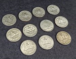 Lote com 11 moedas dos Estados Unidos, Quarter Dollar. B_60. Diâmetro: 24.4 mm.