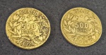 Lote com duas moedas de 500 Réis (1924, 1928). B_36. Diâmetro das moedas:22.8mm.