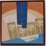 GILBERTO SALVADOR (Gilberto Orcioli Salvador - São Paulo, SP - 1946) - "O Buriti Aqui e Agora" - óleo sobre tela. Assinado na frente e datado no verso  (Cod: 09/79). Medida da tela: 50 cm x 50 cm. Medida da moldura: 53 x 53 cm.