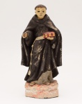Imagem de santo Antônio em madeira policromada. Falta Menino Jesus. Brasil, século XIX. Altura: 24 cm.