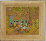 Antiga gravura aquarelada, com passe-partout e sem moldura. Apresenta "assinatura" no verso e pequeno rasgo de 3 cm na parte inferior central (vide fotos). Medida gravura: 40 cm x 48 cm. Medida total: 59 cm x 67 cm.