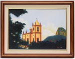 ORLY DE FREITAS SILVA - "Igreja da Glória" - ost - assinado no c.i.d. identificado no verso. Medidas da tela: 50 cm x 70 cm. Medidas da moldura: 70 cm x 90 cm. Moldura no estado.