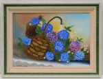 JAIZA ATHAYDE - Cesto de Flores - ost - assinado no c.i.d. Medida da tela: 46 cm x 65 cm. Medida da moldura: 63 cm x 82 cm.