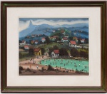 SYLVIO PINTO (Rio de Janeiro 1918 - 1997) - Paisagem, possivelmente comunidade no Rio de Janeiro. Pintura óleo sobre tela. Assinado no c.i.d. Medida da tela: 46 cm x 55 cm. Medida da moldura: 72 cm x 82 cm.