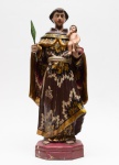 ARTE POPULAR - Imagem de Santo Antônio em madeira policromada. Altura: 60 cm.
