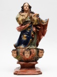 ARTE POPULAR - Imagem de Nossa Senhora da Conceição em madeira policromada. Altura: 49 cm.