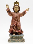 ARTE POPULAR - Imagem de Menino Deus em madeira policromada. Altura: 47 cm.