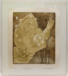 NANÁ VIEGO (Cuba 1928 - Rio 2011) - Gravura PROVA DO ARTISTA em cartão assinada no c.i.d. Gravura medindo 70 cm x 59 cm acondicionada em caixa de acrílico medindo: 86 cm x 76 cm.