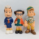 COLECIONISMO - TURMA DO CHAVES - Linda coleção com o Chaves, o Kiko e a Chiquinha - Fabricados pela Giocatolli - Mesmo boneco da forma da Abekas - nos pés tem a marcação Roberto Gomez Bolaños. Medem aprox. 16cm de altura.