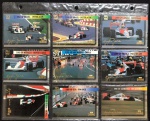 ESPORTE - FÓRMULA 1 - Lote com 18 (dezoito) CARDS do nosso Piloto AYRTON SENNA, acondicionados em duas cartelas plásticas.