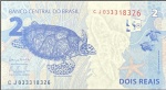 C-335 - Cédula de 2 Reais 2015 - Série CJ 0333 - Rara - Meirelles/Tombini - Flor de Estampa - Apenas 294.000 - Catálogo marca R$ 330.00