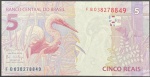 C-343 - Cédula de 5 Reais 2018 - FB - Meirelles/Goldfajn - Flor de Estampa