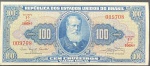 C-034 - Cédula de 100 Cruzeiros 1961 - Dom Pedro II - Sério 1068 - 1ª Estampa - MBC+ com escrita de caneta no Reverso datada de 1963