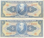 Lote com 2 Cédulas C-017 - 5 Cruzeiros 1943 Autografada - Barão do Rio Branco - Séries 432 e 433 Soberbas - Cédulas raras de se encontrar