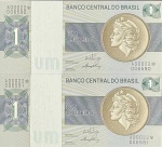 Reposição (*) - 02 Cédulas de 1 Cruzeiro Efigie C-129a 1970 (*00022) Sequencial - Flor de Estampa - Catálogo marca R$ 52.00 cada