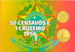 Lance Livre - Folder com as Moedas de 50 Centavos e 1 Cruzeiro 1956 Br-Al Modulo Reduzido - Circuladas