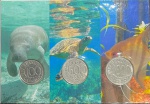 Lance Livre - Folder com as Moedas da Fauna Brasileira - 100 - 500 e 1000 Cruzeiros 1992/1993 - Peixe Boi - Tartaruga Marinha e Acará - Circuladas