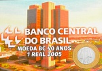 Lance Livre - Folder com a Moeda de 1 Real 2005 - 40 Anos do Banco Central - Circulada