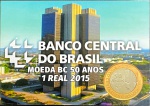 Lance Livre - Folder com a Moeda de 1 Real 2015 - 50 Anos do Banco Central - Circulada