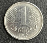 Moeda de 1 Centavo 1997 - 1º Familia do Real - Sob/FC