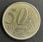 Moeda de 50 Centavos 1998 - Cuproniquel - 2º Familia do Real - Flor de Cunho