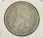 Moeda do Brasil - 500 Réis 1868 - 6.25g - Prata - 3º Sistema - 3º Tipo - MBC