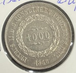 Moeda do Brasil - 1000 Réis 1856 - 12.75g - Prata - 3º Sistema - 2º Tipo - Mbc/Sob